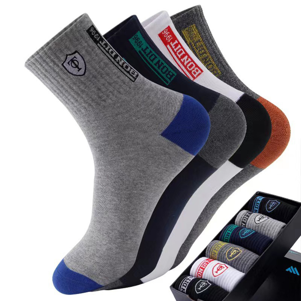 Cotton Crew Sock Pack - ถุงเท้าผู้ชายแบบแพ็ค 5/10 คู่ พรีเมียม ให้ความอบอุ่น นุ่มสบาย