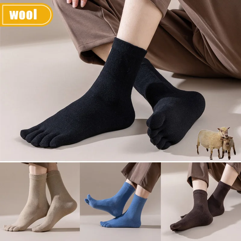 Thermal Sock Winter - ถุงเท้าขนสัตว์ห้านิ้วแบบสั้น หนา ซึมซับเหงื่อ สำหรับใส่ทำงาน นุ่ม ระบายอากาศได้ดี
