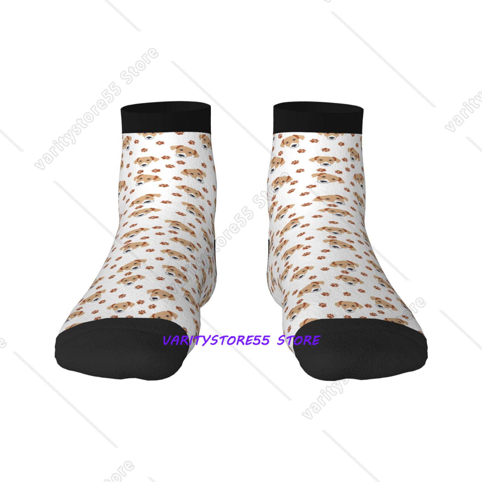 Athletic Sock Cushion - ถุงเท้าลายสุนัขลาบราดอร์ เรทรีฟเวอร์ ถุงเท้าข้อเท้าแบบมีตะเข็บ ระบายอากาศได้ดี ถุงเท้ากีฬาแบบสปอร์ต