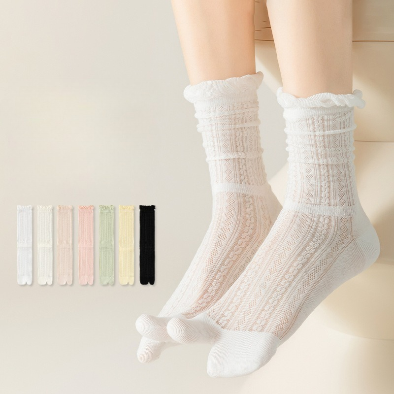 Toe Sock Split - ถุงเท้าผู้หญิงแบบแยกนิ้วเท้า 5 คู่ ผ้าฝ้าย ผ้าตาข่าย ระบายอากาศดี