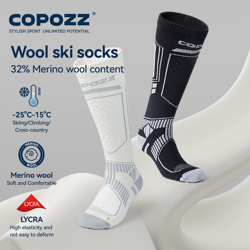 Thermal Sock Winter - COPOZZ ใหม่ถุงเท้าสกีฤดูหนาวผู้ชายผู้หญิงความร้อน Merino Wool ยาวถุงเท้าสกีสโนว์บอร์ดขี่จักรยานเล่นสกีถุงเท้าฟุตบอลหนาถุงเท้า