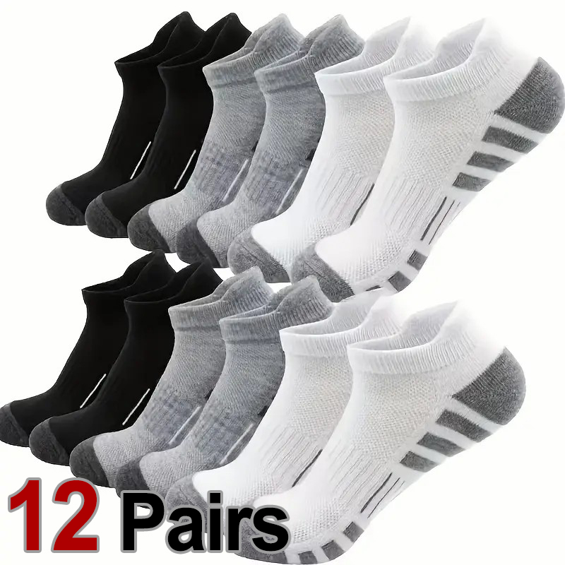 Ankle Brace Sock - 12 คู่ผู้ชายถุงเท้าข้อเท้ากีฬาระบายอากาศการออกแบบรองรับส่วนโค้งสําหรับทุกฤดูกาลสบายทนทานวิ่งออกกําลังกายถุงเท้าลําลอง