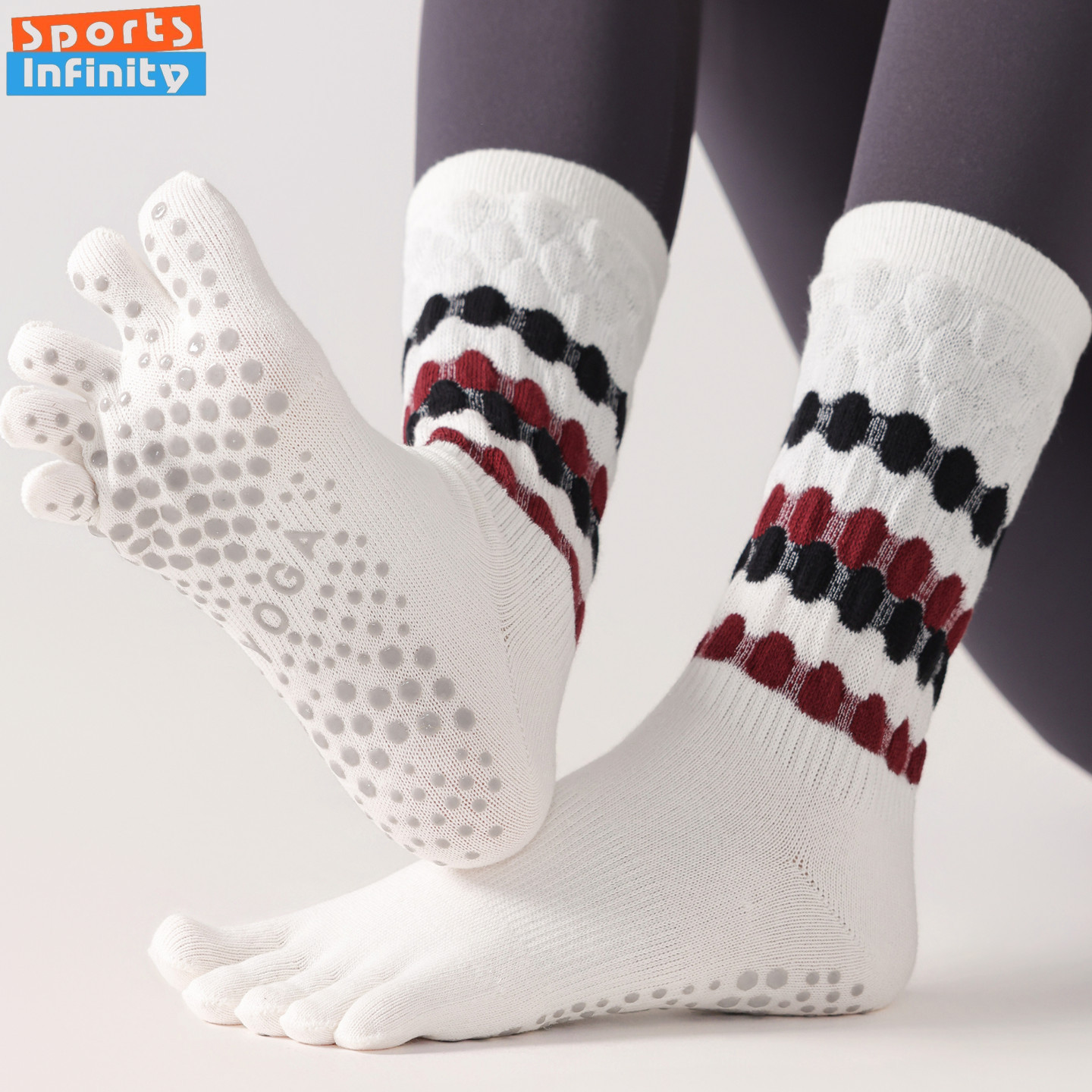 Toe Sock Split - ถุงเท้าโยคะแบบห้านิ้ว แฟชั่น กันลื่น ถุงเท้าพิลาทิสแบบมืออาชีพสำหรับผู้หญิง ถุงเท้าออกกำลังกายแบบแยกนิ้วเท้า สำหรับแอโรบิก