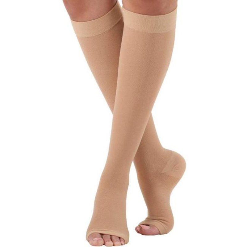 Compression Sleeve Calf - S-XL ถุงน่องการบีบอัดยืดเปิดเข่าเข่าสูงถุงเท้าขี่ลูกวัวถุงเท้าเส้นเลือดขอด Treatment และ Shaping Stovepipe