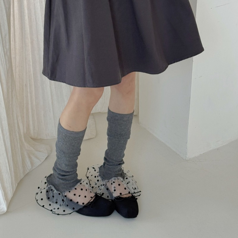 Boot Sock Slouchy - ถุงเท้าหุ้มขาสไตล์เรียบง่ายสำหรับสาวๆ ลายจุดสีสันสดใส ถุงเท้าบูทแบบญี่ปุ่น ถุงเท้ารัดรูปสำหรับผู้หญิง ช่วยกระชับเรียวขา