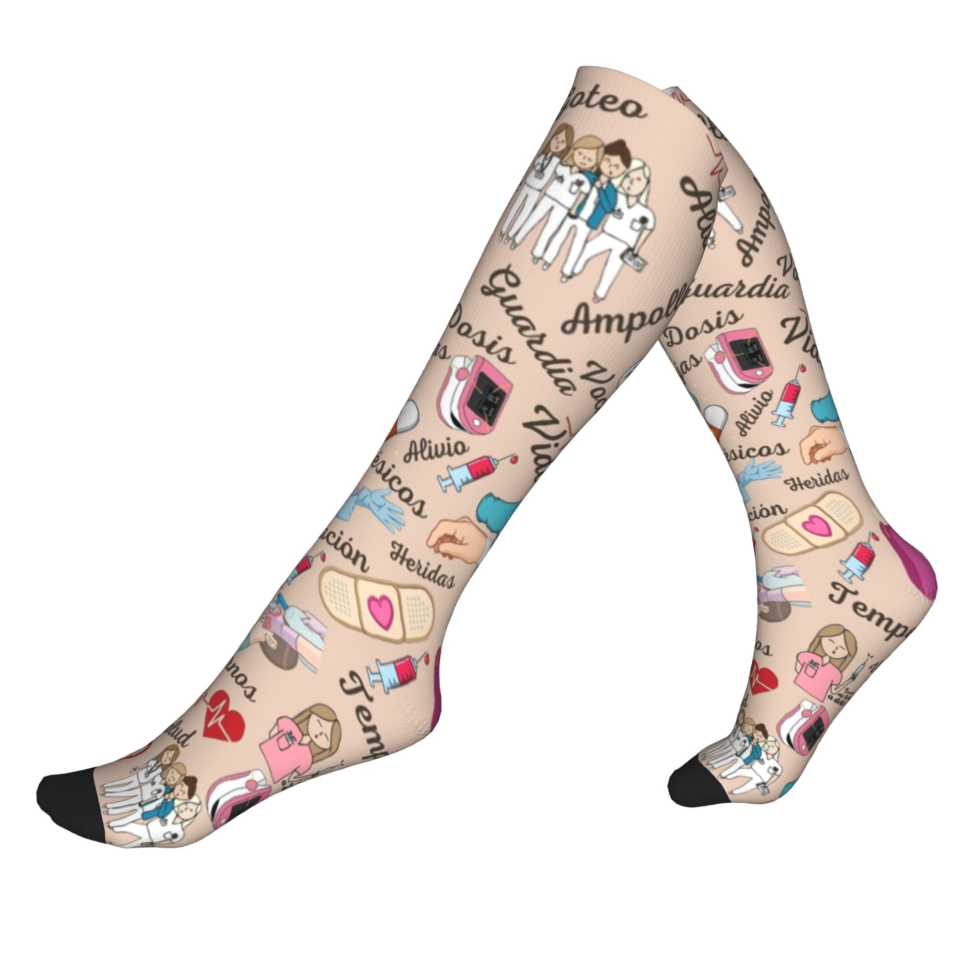 Compression Sock Medical - หมอ พยาบาล แพทย์ ยา ถุงเท้ากีฬาบีบอัดสำหรับผู้ชาย ถุงเท้าพิมพ์ลาย