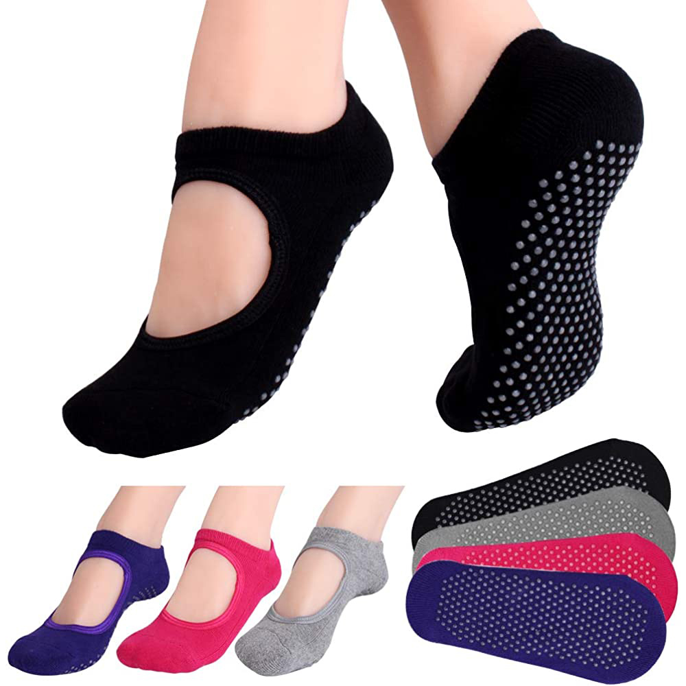 Grip Sock Yoga - Backless Non-SLIP ฟิตเนสพิลาทิสถุงเท้าผ้าฝ้ายผู้หญิงกีฬาโยคะถุงเท้าบัลเล่ต์เต้นรํารองเท้าแตะ Barefoot ถุงเท้าออกกําลังกายสําหรับ GYM
