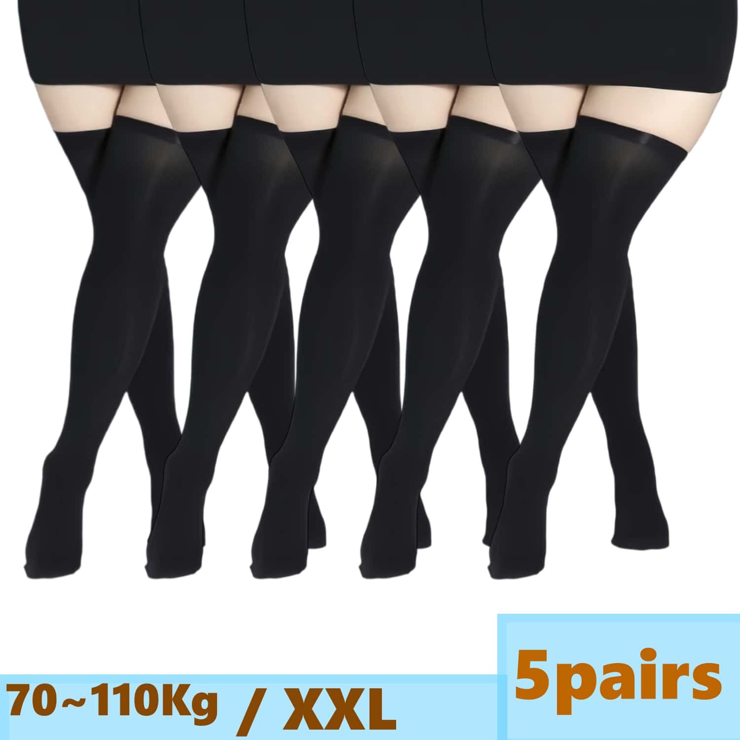 Thigh High Sock Stay Up - ถุงน่องลูกไม้แบบยาวถึงต้นขาสำหรับผู้หญิงไซส์ใหญ่ เซ็กซี่ ยืดหยุ่น โปร่งใส พร้อมซิลิโคนยึดติด รุ่น