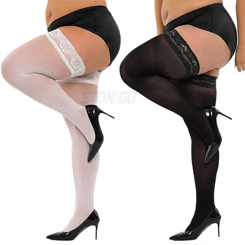 Thigh High Sock Stay Up - Plus ขนาดใหญ่ผู้หญิง Ultra-thin ถุงน่องลูกไม้ต้นขาสูงถุงน่องซิลิโคนลูกไม้ Top Stay