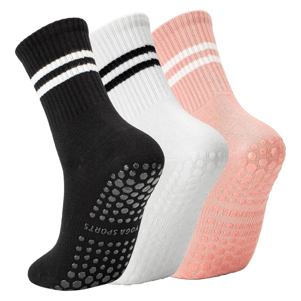 Grip Sock Yoga - ถุงเท้าโยคะพิลาทิสพร้อมด้ามจับสําหรับผู้หญิง, ถุงเท้าผ้าฝ้ายกันลื่นสําหรับ Barre, บัลเล่ต์, เต้นรํา, การออกกําลังกาย