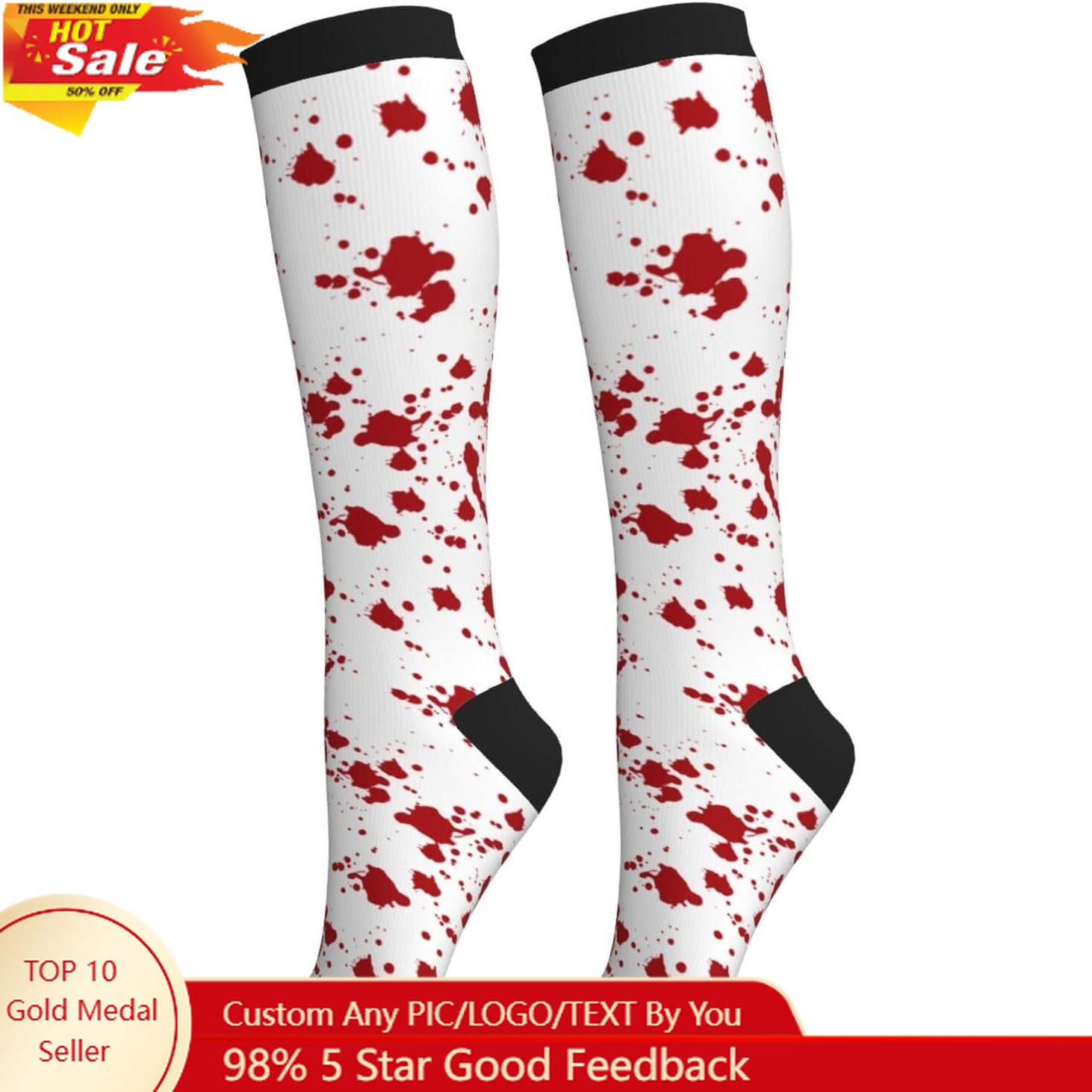 Knee High Sock Women - ถุงเท้ารัดกล้ามเนื้อ ถุงเท้ารัดน่อง ถุงเท้ารัดเข่า ถุงเท้าแบบใหม่ สำหรับผู้หญิง ผู้ชาย