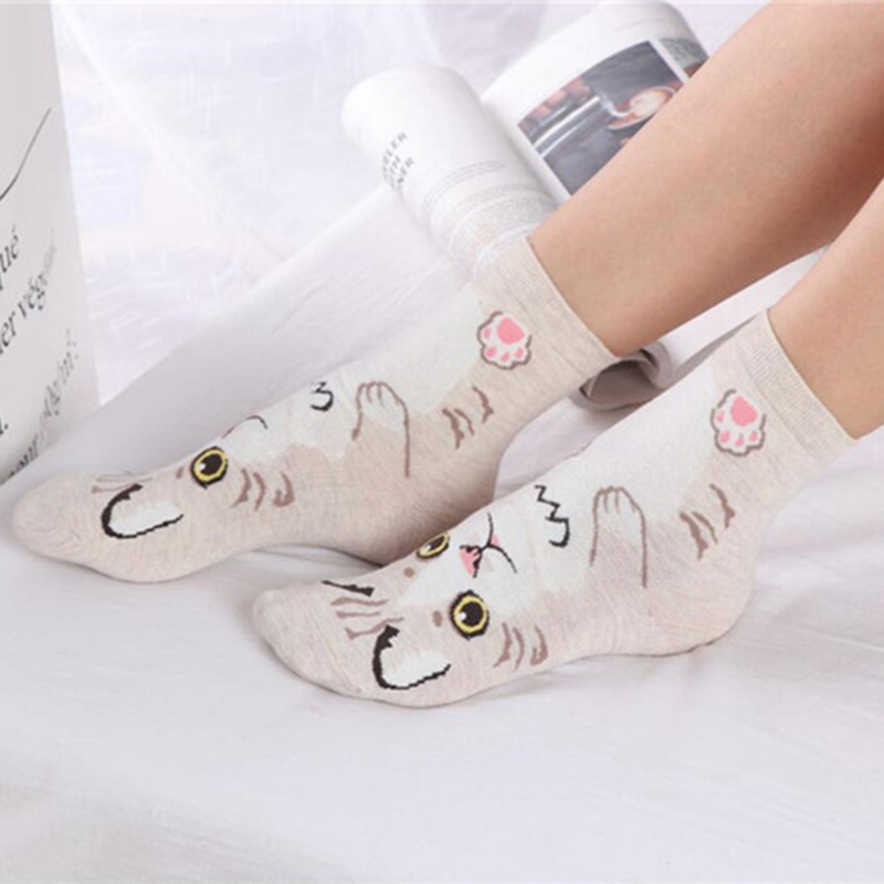 Cotton Crew Sock Pack - ถุงเท้าลายการ์ตูนสุนัข 5 คู่/แพ็ค ลายสนุกสนาน สไตล์ฮาราจูกุ สำหรับเล่นสเก็ตบอร์ด
