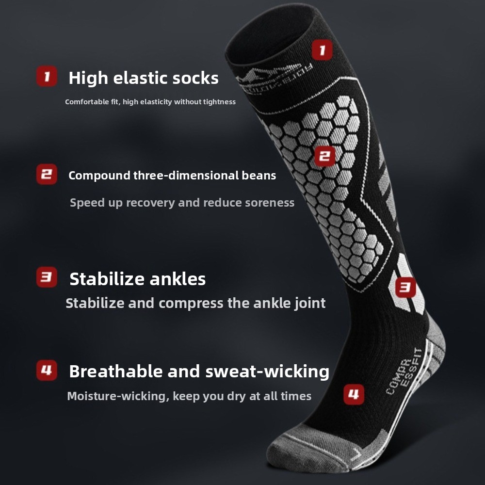 Thermal Sock Winter - ใหม่ถุงเท้าสกีแบบหนาขึ้น ระบายอากาศได้ดี กันลื่น ถุงเท้ายาวถึงเข่า ถุงเท้าสโนว์บอร์ดแบบกันความชื้น สำหรับกีฬาฤดูหนาว