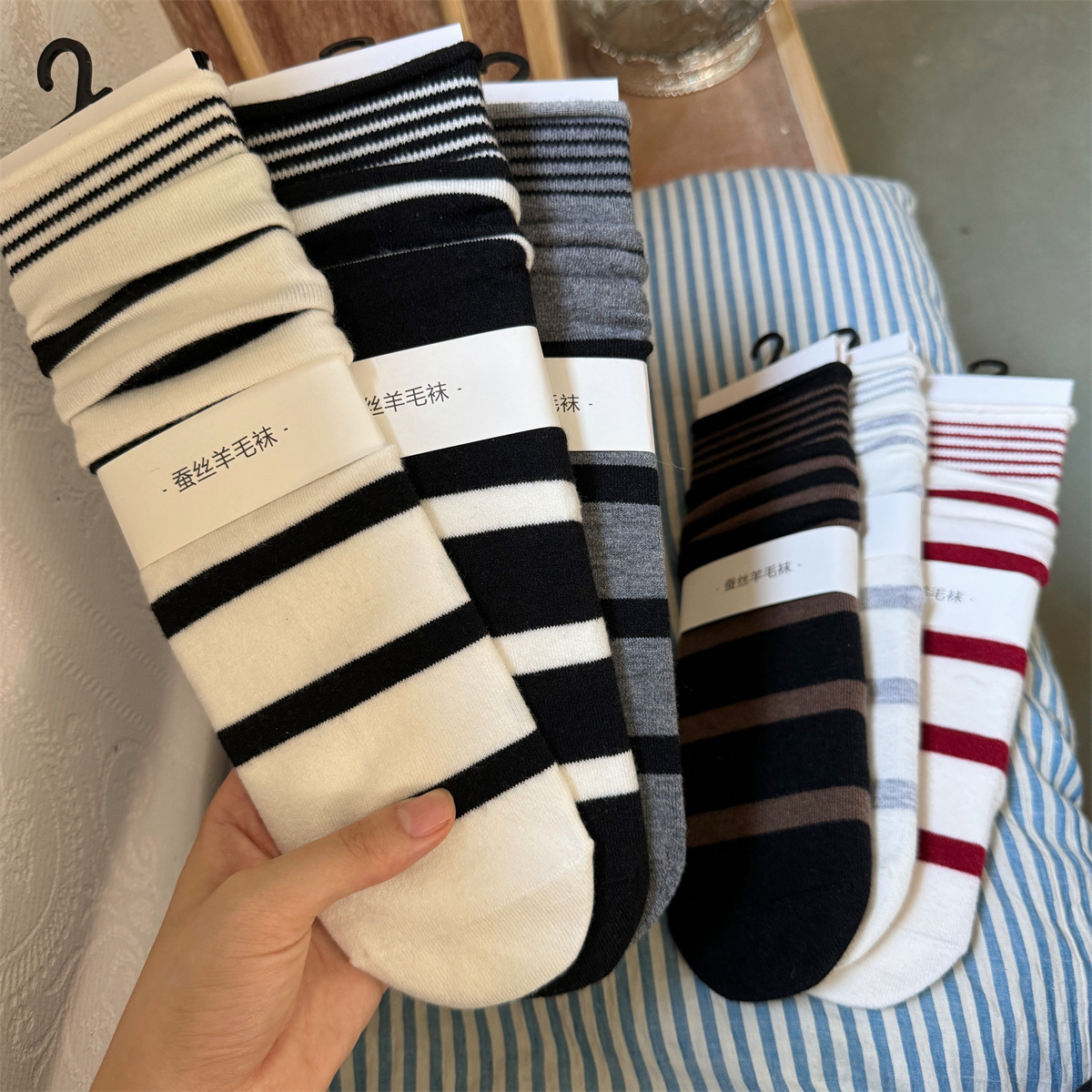 Silk Sock Bamboo - SP & CITY เกาหลีฤดูหนาวลายขนสัตว์ผ้าไหมถุงเท้าผู้หญิง Keep WARM