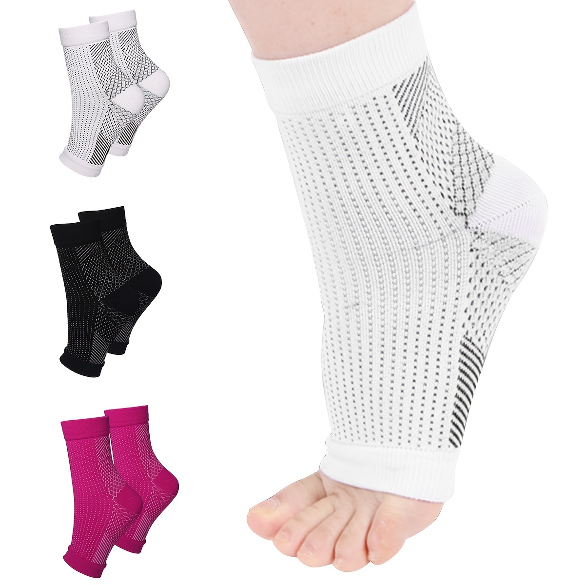 Ankle Brace Sock - ถุงเท้าพยุงข้อเท้า ระบายอากาศ บรรเทาอาการบวมจากโรครองช้ำ ถุงเท้าแบบไม่มีนิ้วเท้า สำหรับผู้หญิงและผู้ชาย ถุงเท้าวิ่งแบบยืดหยุ่น