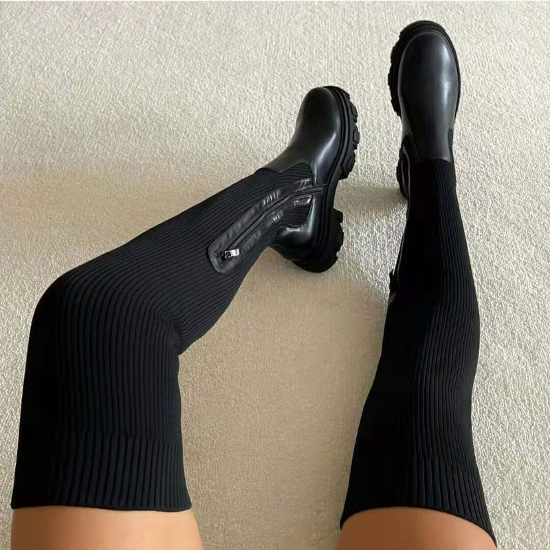 Knee High Sock Women - 2025ฤดูหนาวรองเท้าผู้หญิงถุงเท้ารองเท้าแฟชั่นกว่าเข่าต้นขาสูงรองเท้าสําหรับสตรีPlusขนาดแพลตฟอร์มรองเท้าเซ็กซี่Zapatos Mujer