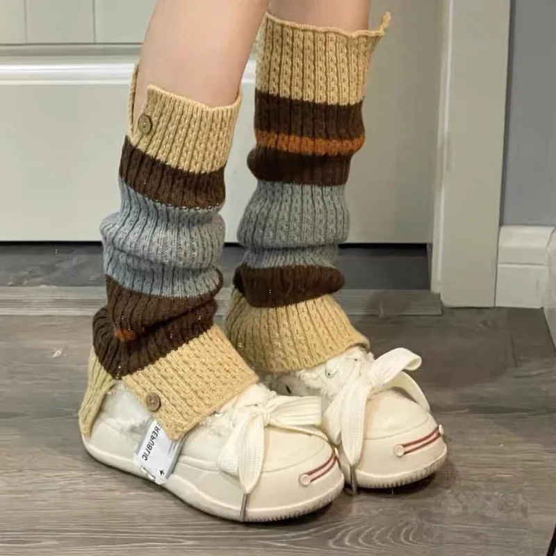 Boot Sock Slouchy - ใหม่ ​ ถุงเท้าไหมพรม Y2K สไตล์วินเทจ สีสันตัดกัน