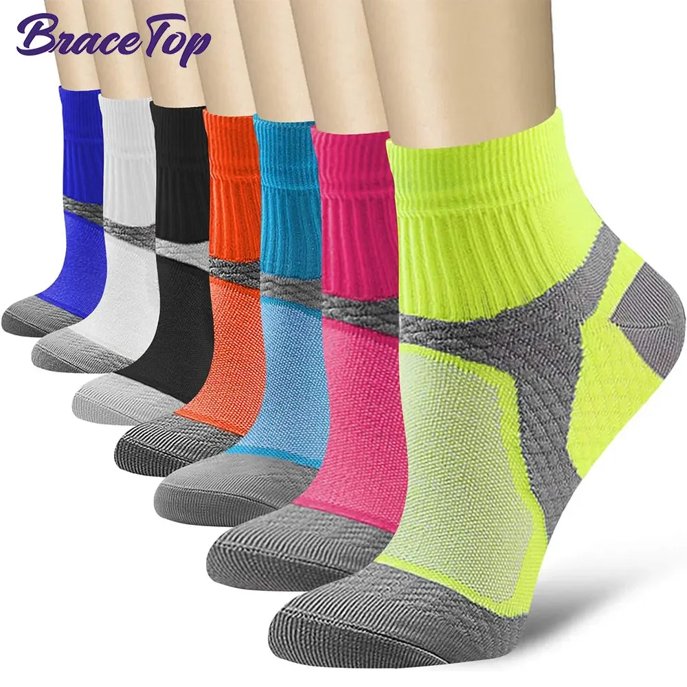 Compression Sock Medical - ถุงเท้ากันกระแทกกีฬา1คู่สำหรับผู้ชายและผู้หญิงอุปกรณ์พยุงข้อเท้าไหลเวียนได้สำหรับกีฬาวิ่งการปั่นจักรยานทางการแพทย์ยิมบ้าน