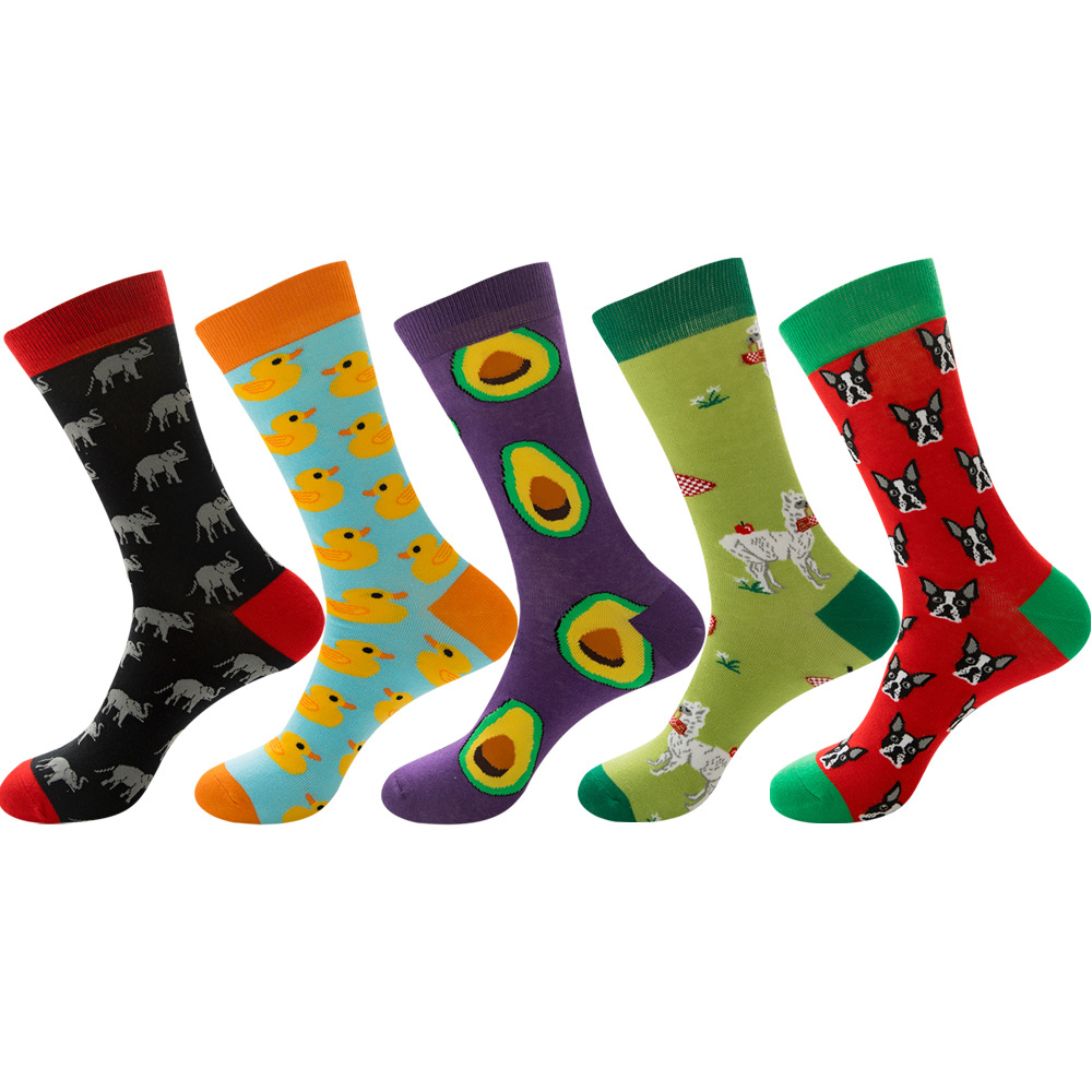 Cotton Crew Sock Pack - 5คู่แพ็คผู้ชายถุงเท้าผู้หญิงระเบิดใหม่ผลิตภัณฑ์สัตว์ผลไม้ฮัมบูร์กHappyตลกฝ้ายถุงเท้าแฟชั่นขายร้อน