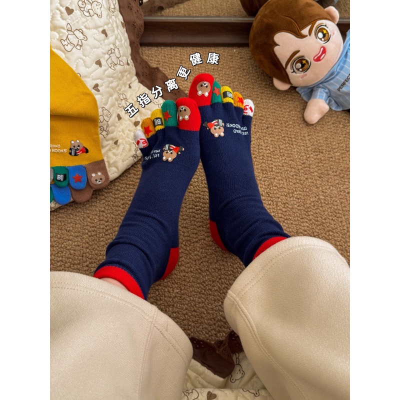 Toe Sock Split - ถุงเท้าห้านิ้วลายการ์ตูนน่ารักสำหรับผู้หญิงแบบแยกนิ้วกลาง