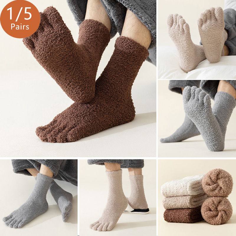 Thermal Sock Winter - 1/5 คู่ Mans Thermal Toe ถุงเท้าฤดูหนาวหนาอุ่น
