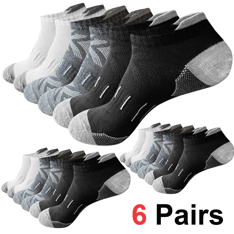 Athletic Sock Cushion - ถุงเท้าข้อสั้นแบบมีเบาะรองรับ 6 คู่ ระบายอากาศได้ดี ซับเหงื่อ พร้อมรองรับอุ้งเท้า