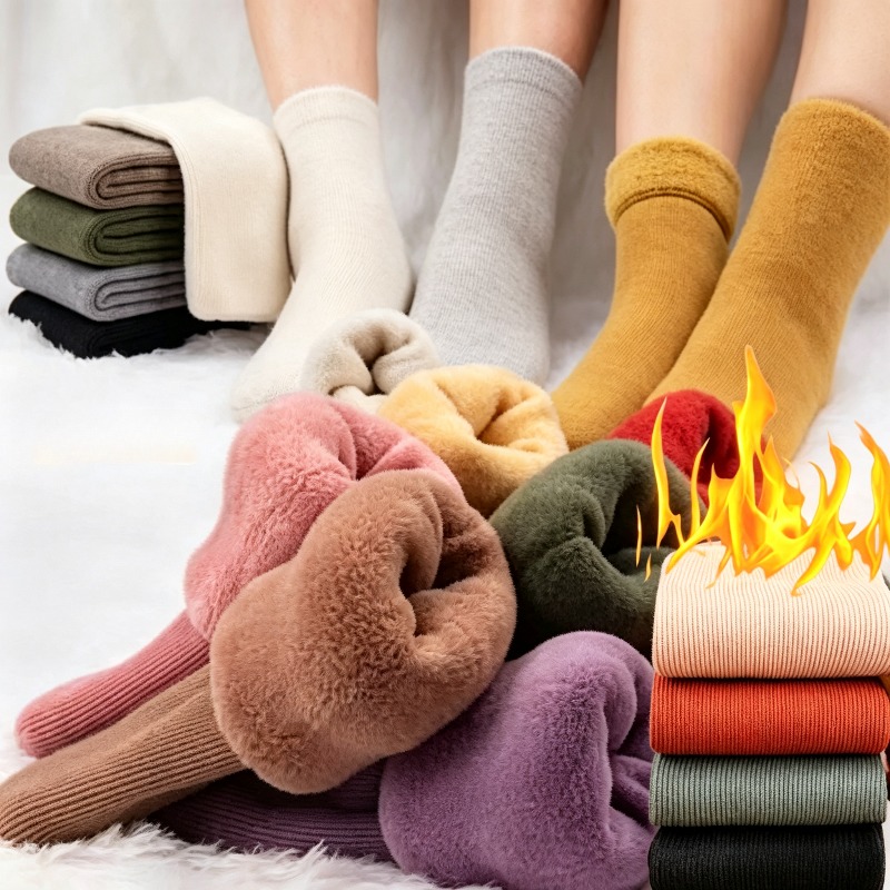 1-4 คู่ ถุงเท้าบุขนแกะอุ่น ถัก - Boot Sock Slouchy บทวิจารณ์และราคา