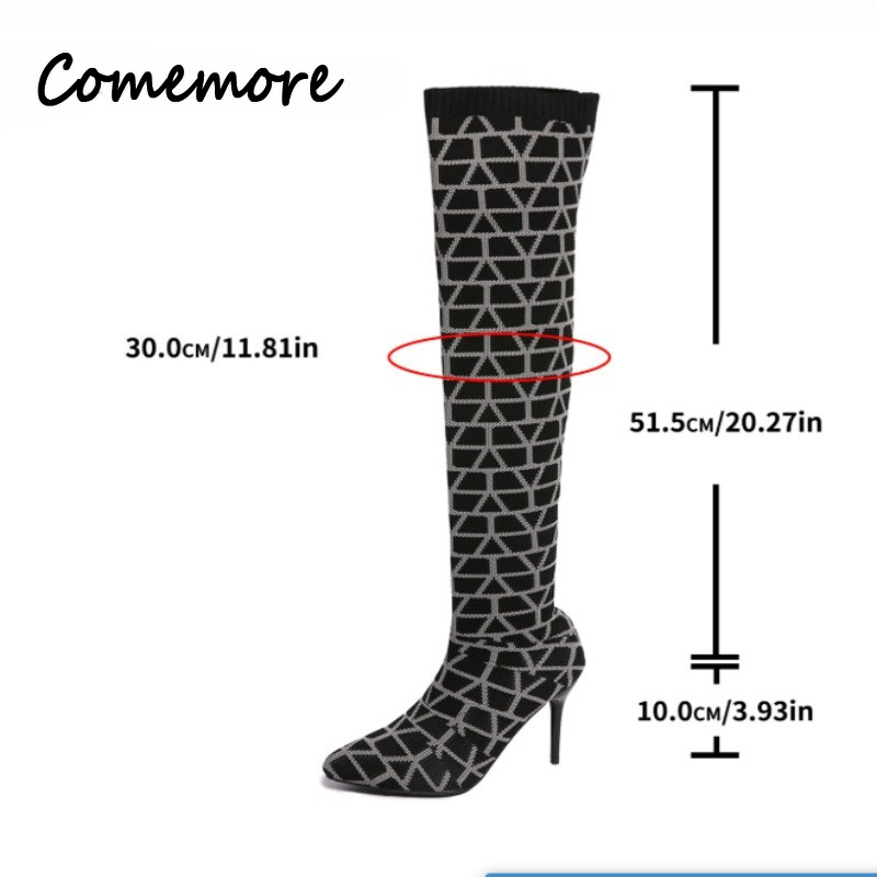 รองเท้าบูทถักนิตติ้งแบบยาวถึงเ - Knee High Sock Women บทวิจารณ์และราคา