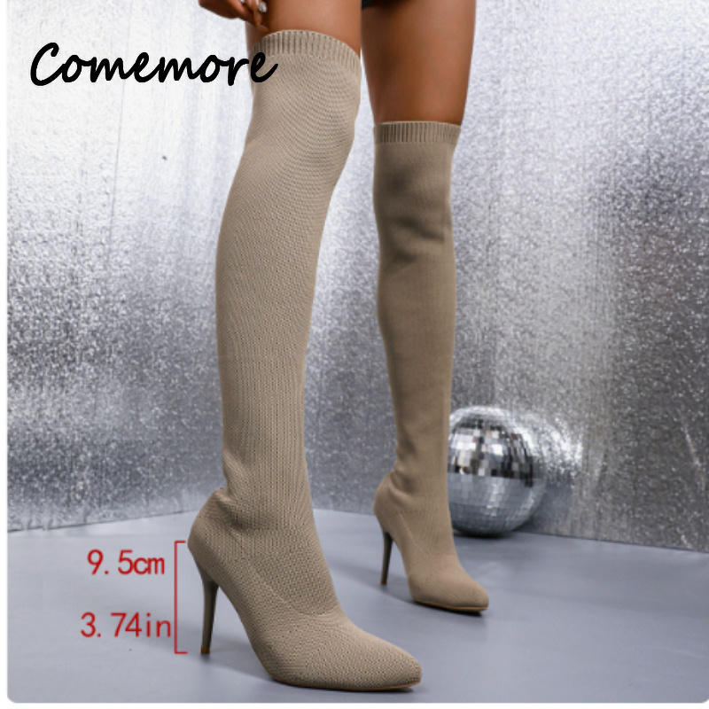 รองเท้าบูทถักนิตติ้งแบบยาวถึงเ - Knee High Sock Women บทวิจารณ์และราคา