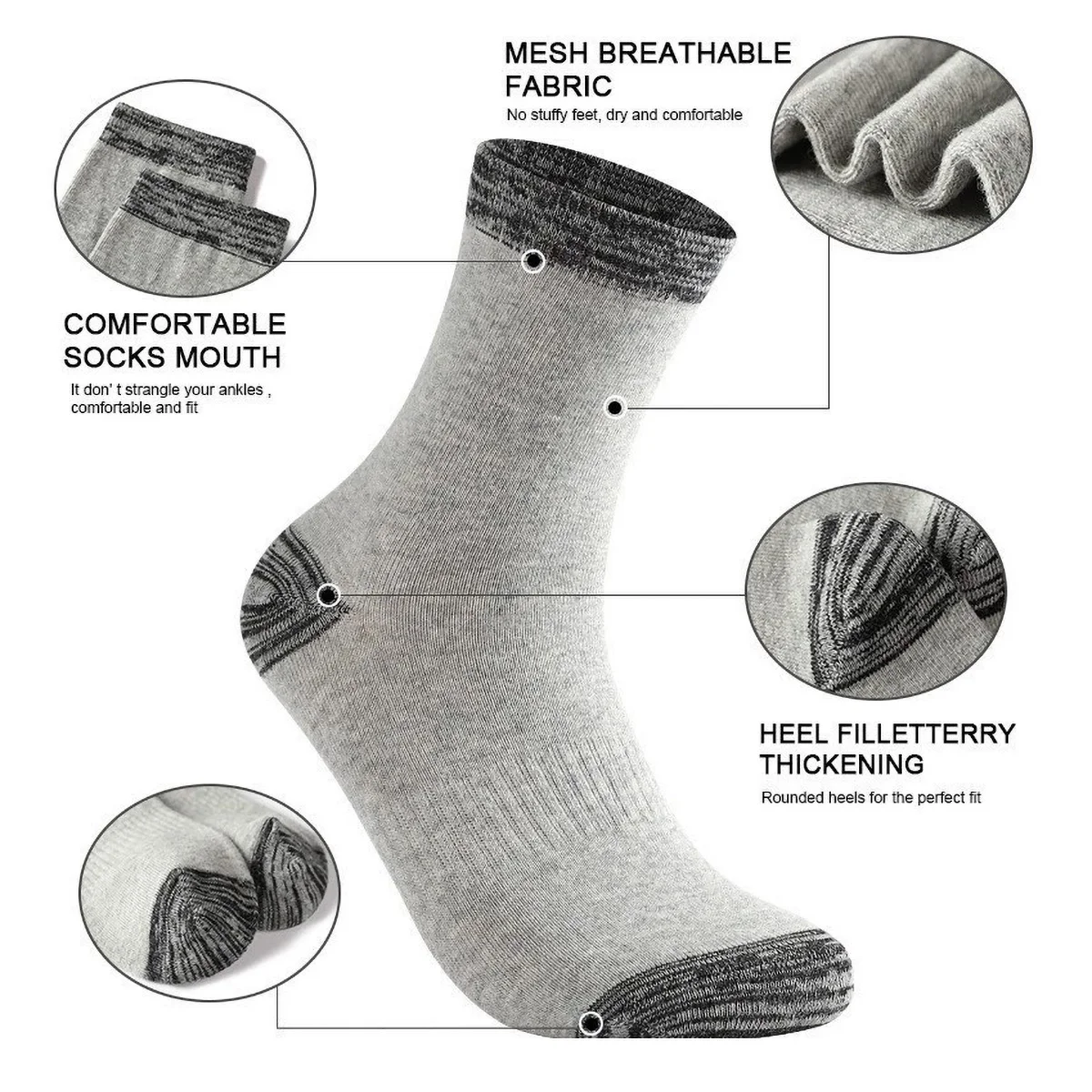 ถุงเท้ากีฬาผู้ชายแบบ 1/5 คู่ ถ - Athletic Sock Cushion บทวิจารณ์และราคา