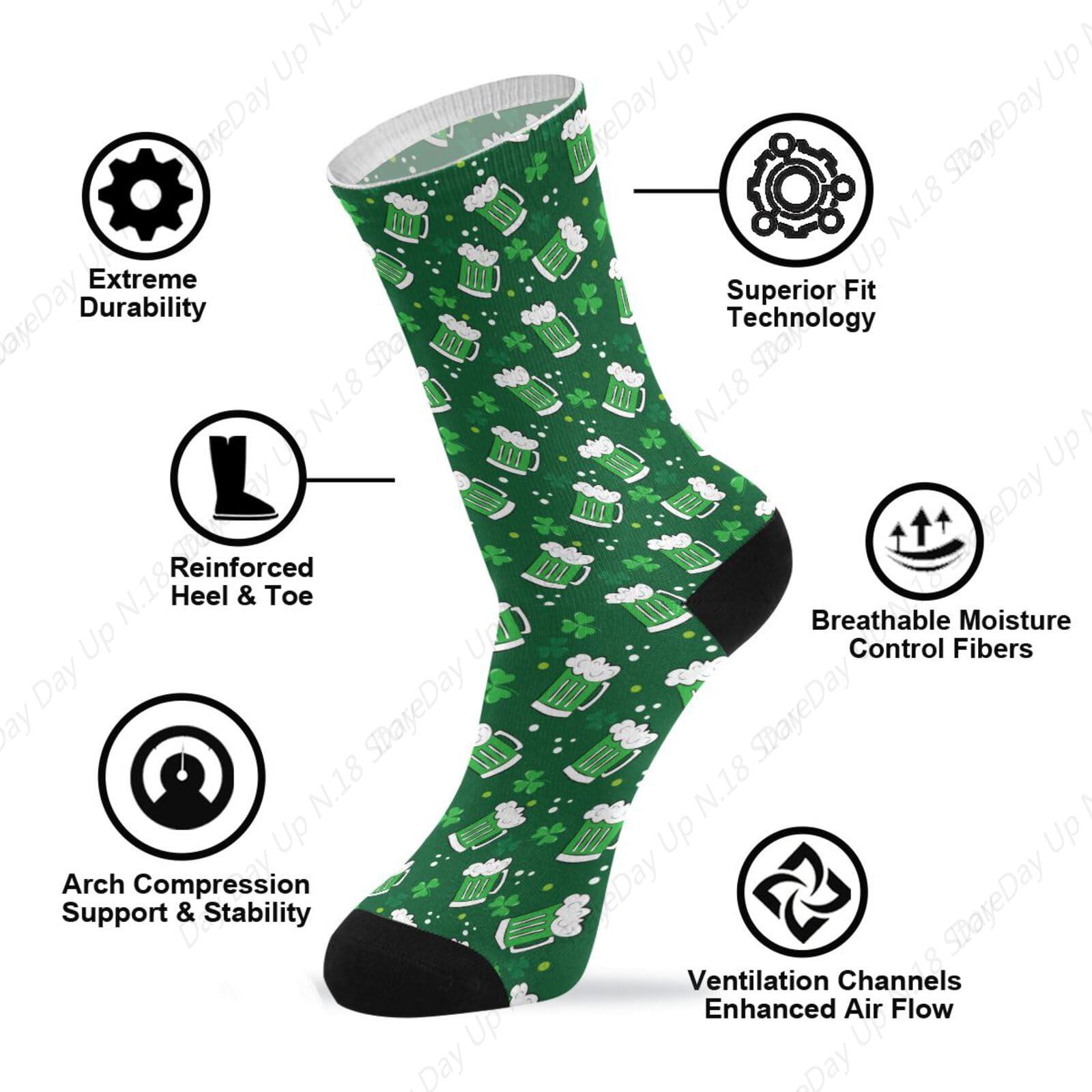 สีเขียว Clover Leaf Beer St. P - Cotton Crew Sock Pack บทวิจารณ์และราคา