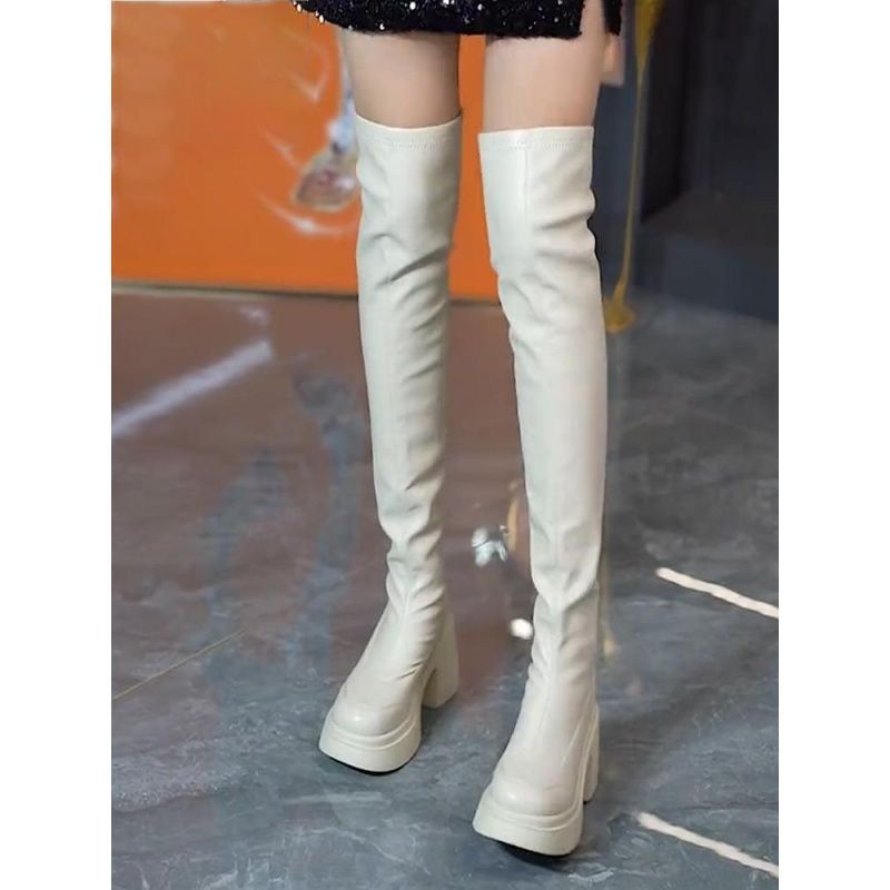 รองเท้าบูททรงยาวหัวมน พื้นหนา  - Knee High Sock Women บทวิจารณ์และราคา