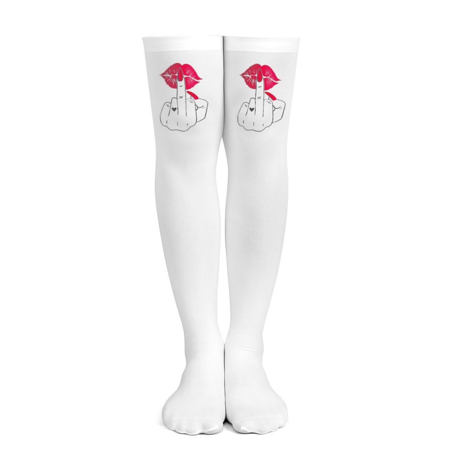 ถุงเท้ายาวสีขาวลายลิปสติกสีแดง - Knee High Sock Women บทวิจารณ์และราคา