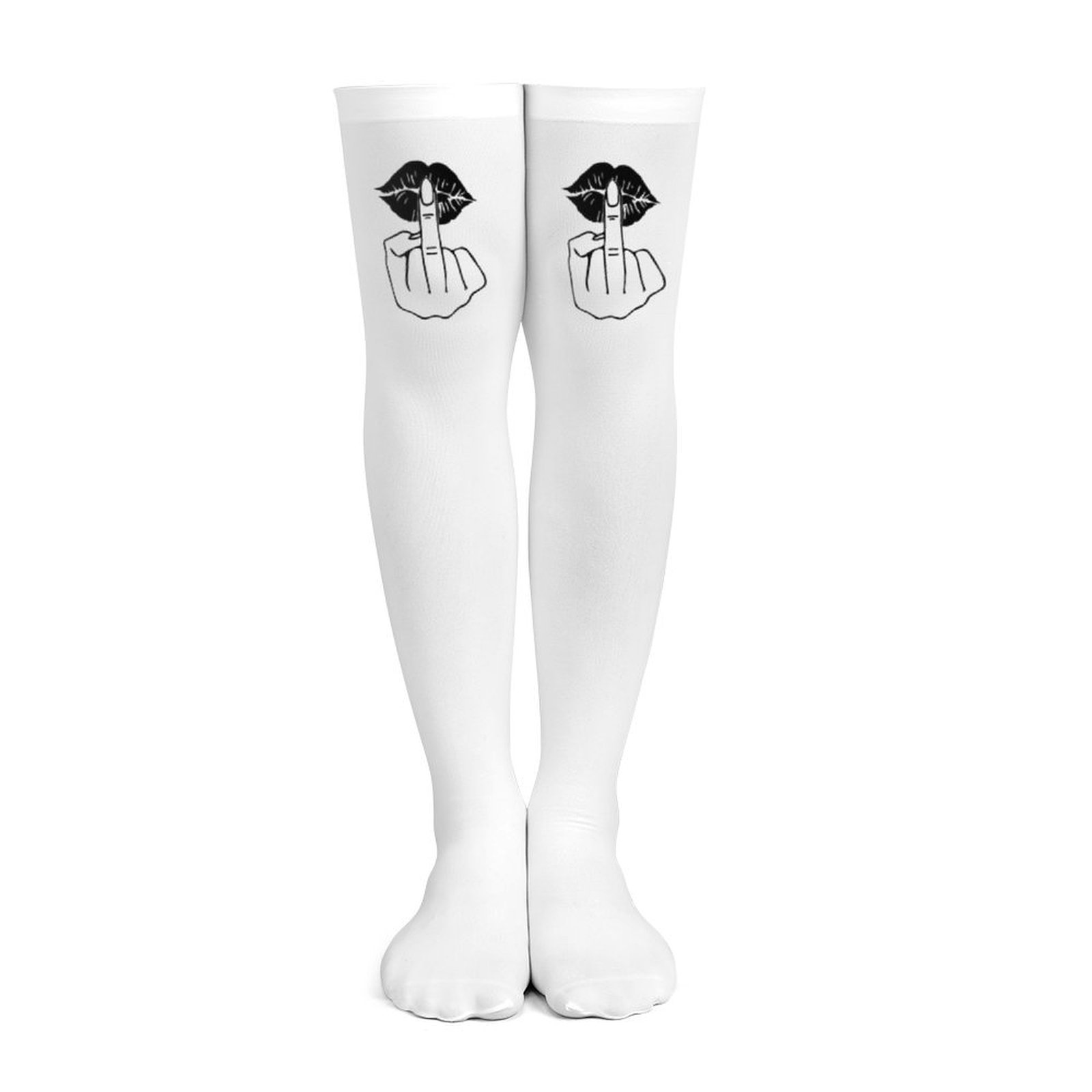ถุงเท้ายาวสีขาวลายลิปสติกสีแดง - Knee High Sock Women บทวิจารณ์และราคา