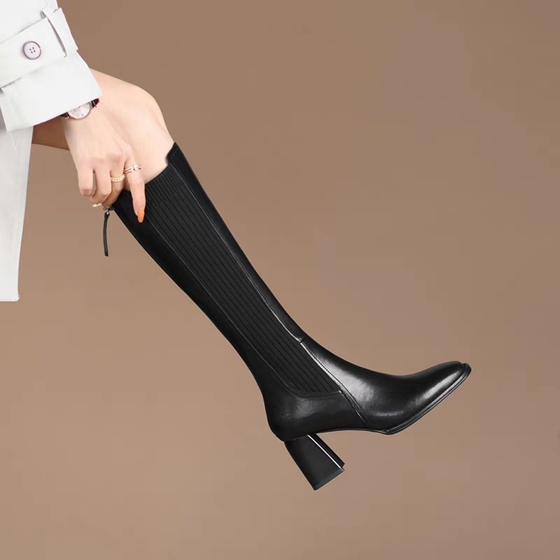 รองเท้าบูทถุงเท้ายาวถึงเข่าสำห - Knee High Sock Women บทวิจารณ์และราคา