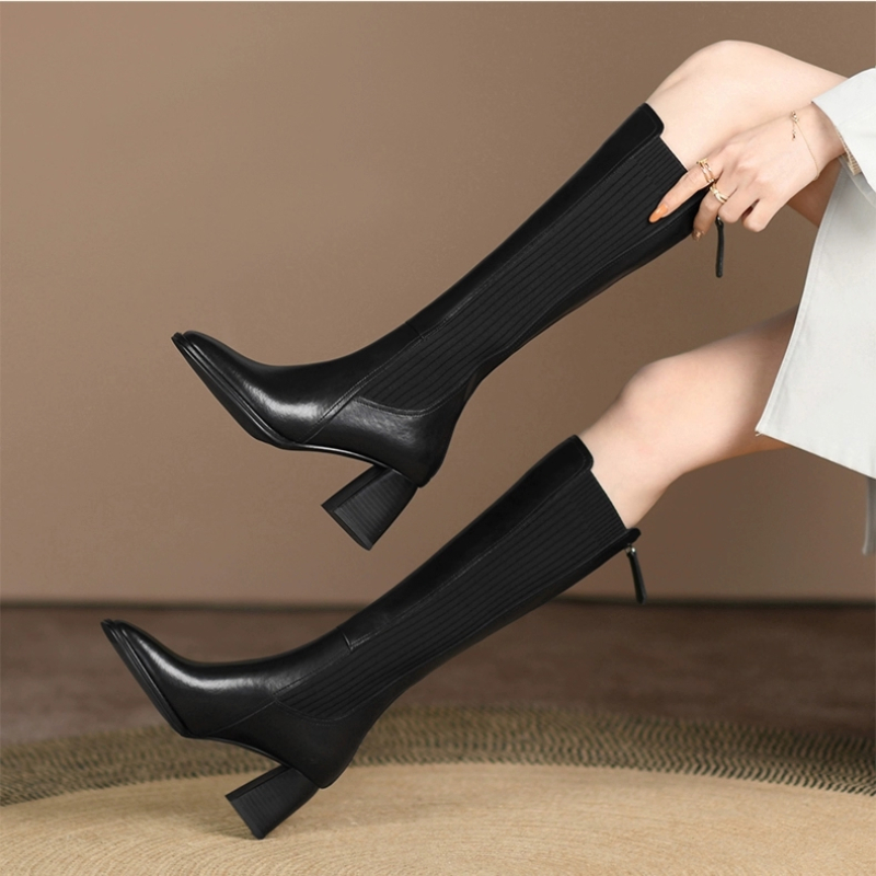 รองเท้าบูทถุงเท้ายาวถึงเข่าสำห - Knee High Sock Women บทวิจารณ์และราคา