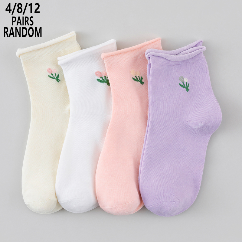ถุงเท้าผู้หญิงลายดอกไม้แบบสุ่ม - Cotton Crew Sock Pack บทวิจารณ์และราคา