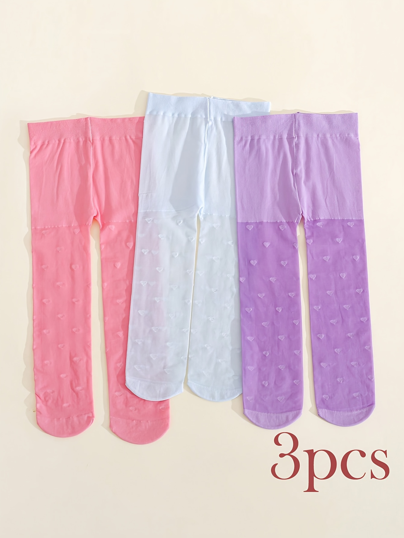 3 คู่ถุงน่องเด็กผู้หญิงลายหัวใ - Tights Pantyhose Sheer บทวิจารณ์และราคา