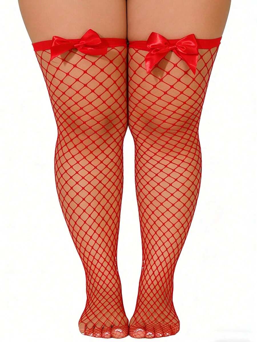 ถุงน่องตาข่ายประดับโบว์เหนือเข - Knee High Sock Women บทวิจารณ์และราคา